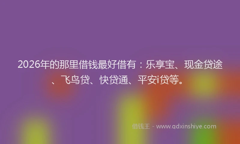 2026年的那里借钱最好借有：乐享宝、现金贷途、飞鸟贷、快贷通、平安i贷等。