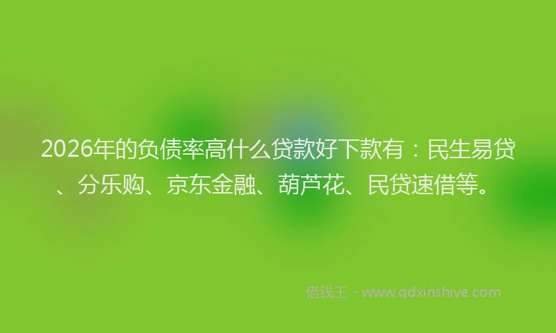 2026年的负债率高什么贷款好下款有：民生易贷、分乐购、京东金融、葫芦花、民贷速借等。