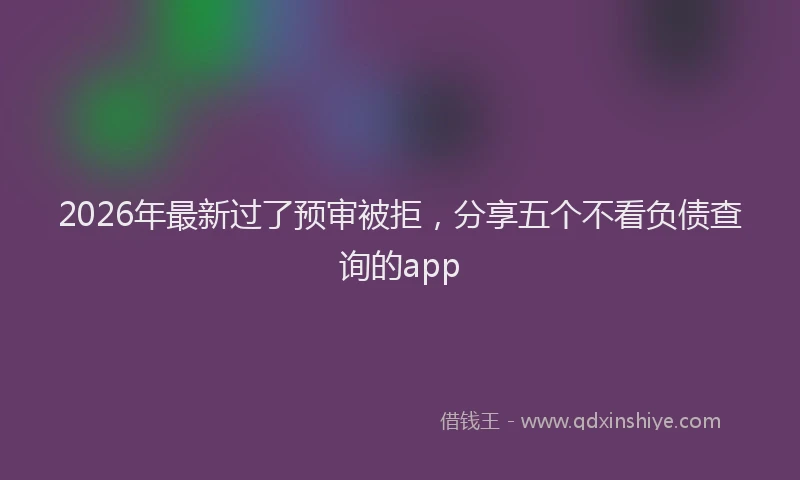 2026年最新过了预审被拒，分享五个不看负债查询的app