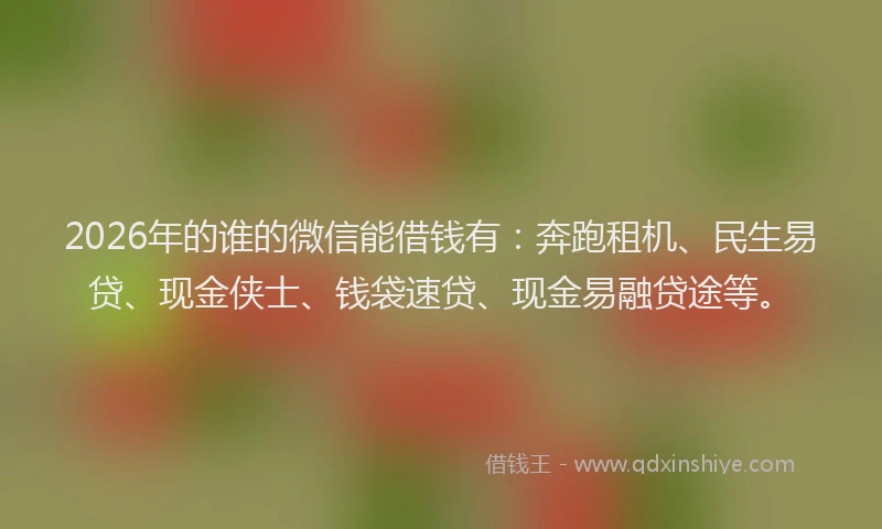 2026年的谁的微信能借钱有：奔跑租机、民生易贷、现金侠士、钱袋速贷、现金易融贷途等。