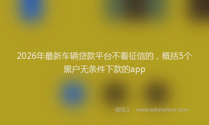 2026年最新车辆贷款平台不看征信的，概括5个黑户无条件下款的app