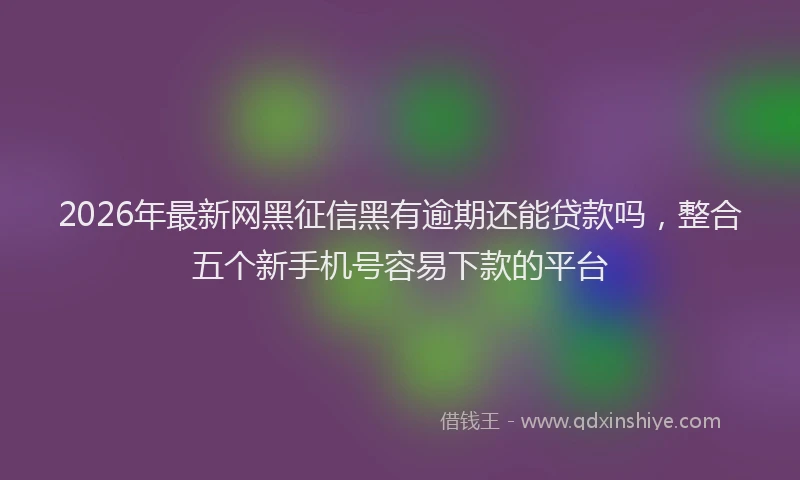 2026年最新网黑征信黑有逾期还能贷款吗，整合五个新手机号容易下款的平台