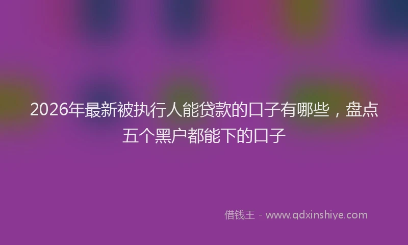 2026年最新被执行人能贷款的口子有哪些，盘点五个黑户都能下的口子