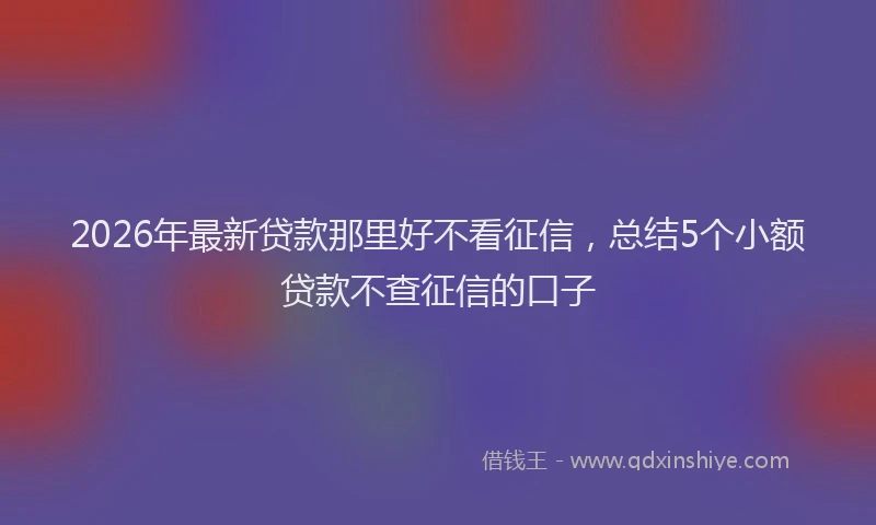 2026年最新贷款那里好不看征信，总结5个小额贷款不查征信的口子
