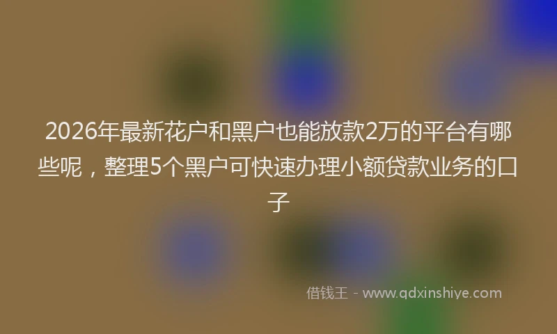 2026年最新花户和黑户也能放款2万的平台有哪些呢，整理5个黑户可快速办理小额贷款业务的口子