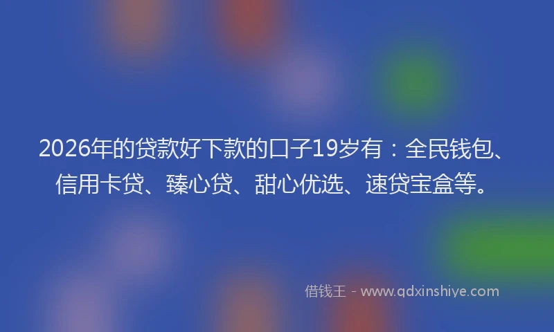 2026年的贷款好下款的口子19岁有：全民钱包、信用卡贷、臻心贷、甜心优选、速贷宝盒等。