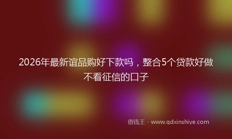 2026年最新谊品购好下款吗，整合5个贷款好做不看征信的口子