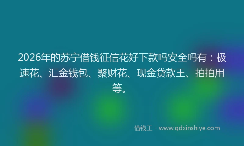 2026年的苏宁借钱征信花好下款吗安全吗有：极速花、汇金钱包、聚财花、现金贷款王、拍拍用等。