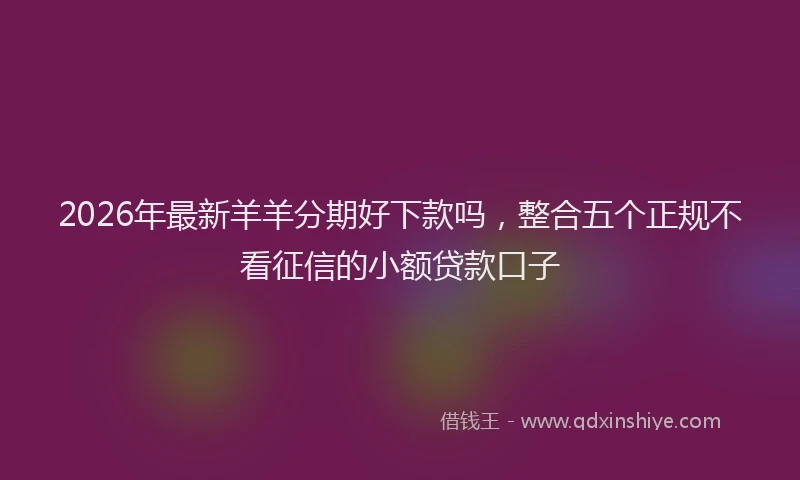 2026年最新羊羊分期好下款吗，整合五个正规不看征信的小额贷款口子