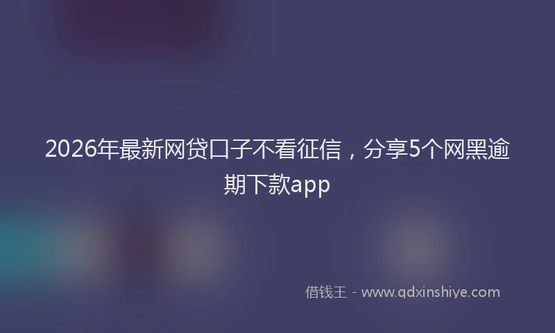 2026年最新网贷口子不看征信，分享5个网黑逾期下款app