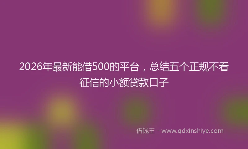 2026年最新能借500的平台，总结五个正规不看征信的小额贷款口子