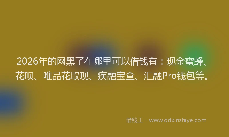 2026年的网黑了在哪里可以借钱有：现金蜜蜂、花呗、唯品花取现、疾融宝盒、汇融Pro钱包等。