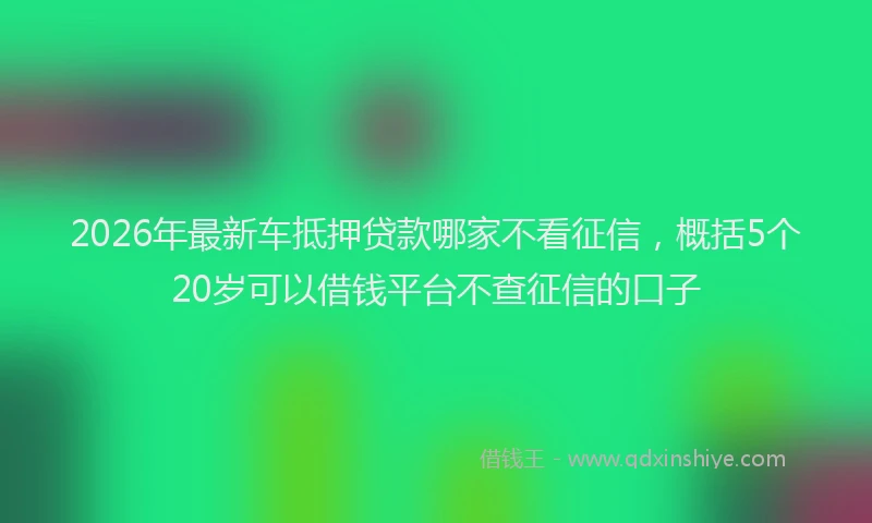 2026年最新车抵押贷款哪家不看征信，概括5个20岁可以借钱平台不查征信的口子