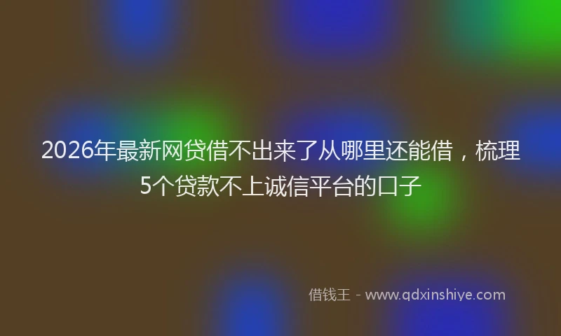 2026年最新网贷借不出来了从哪里还能借，梳理5个贷款不上诚信平台的口子