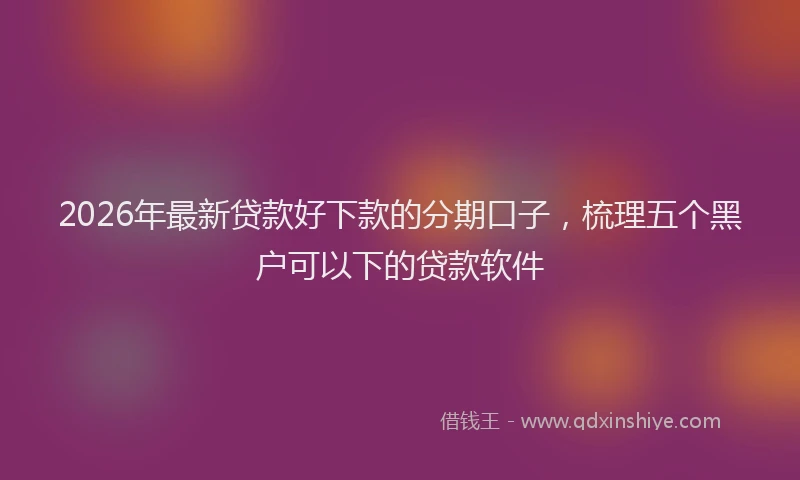 2026年最新贷款好下款的分期口子，梳理五个黑户可以下的贷款软件