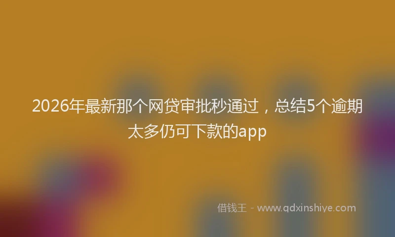 2026年最新那个网贷审批秒通过，总结5个逾期太多仍可下款的app