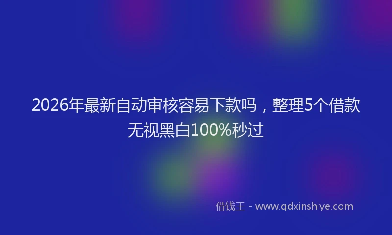 2026年最新自动审核容易下款吗，整理5个借款无视黑白100%秒过
