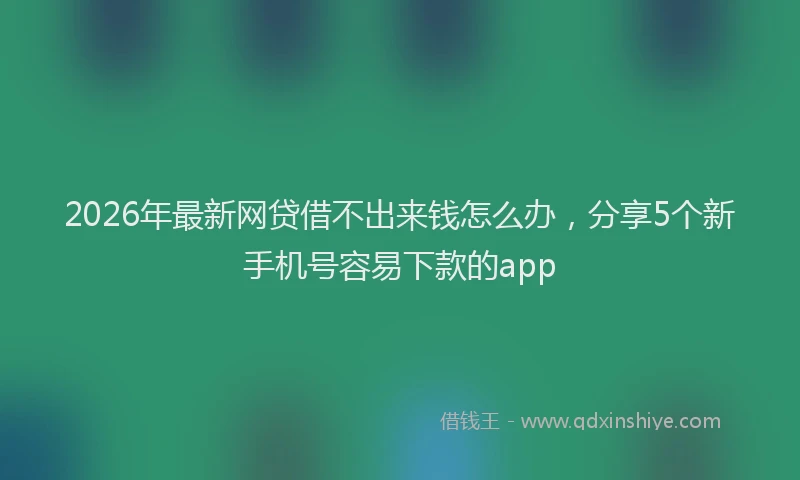 2026年最新网贷借不出来钱怎么办，分享5个新手机号容易下款的app