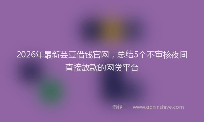 2026年最新芸豆借钱官网，总结5个不审核夜间直接放款的网贷平台