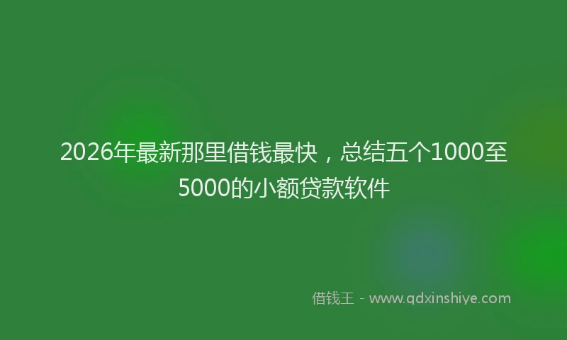 2026年最新那里借钱最快，总结五个1000至5000的小额贷款软件
