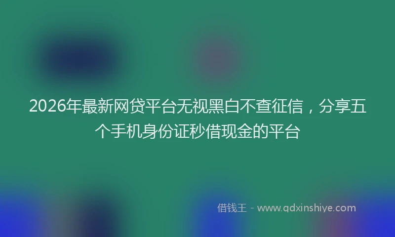 2026年最新网贷平台无视黑白不查征信，分享五个手机身份证秒借现金的平台