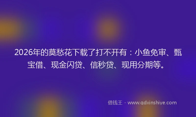 2026年的莫愁花下载了打不开有：小鱼免审、甄宝借、现金闪贷、信秒贷、现用分期等。