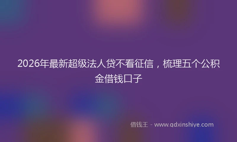 2026年最新超级法人贷不看征信，梳理五个公积金借钱口子