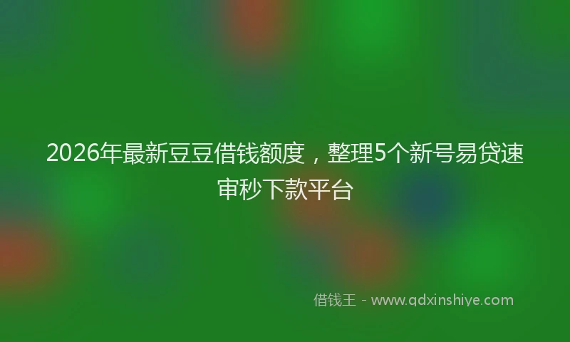 2026年最新豆豆借钱额度，整理5个新号易贷速审秒下款平台