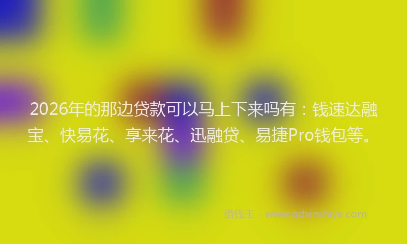2026年的那边贷款可以马上下来吗有：钱速达融宝、快易花、享来花、迅融贷、易捷Pro钱包等。