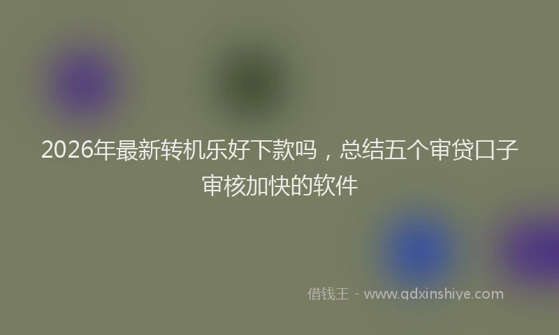 2026年最新转机乐好下款吗，总结五个审贷口子审核加快的软件