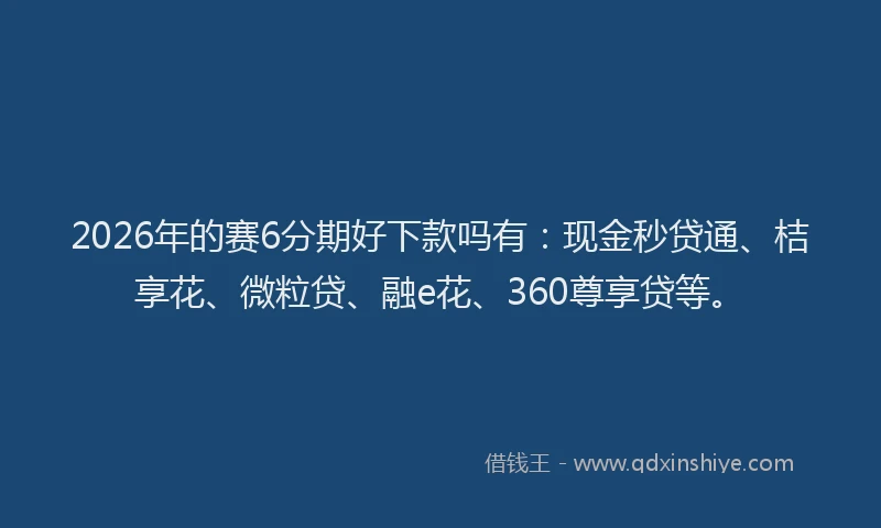 2026年的赛6分期好下款吗有：现金秒贷通、桔享花、微粒贷、融e花、360尊享贷等。