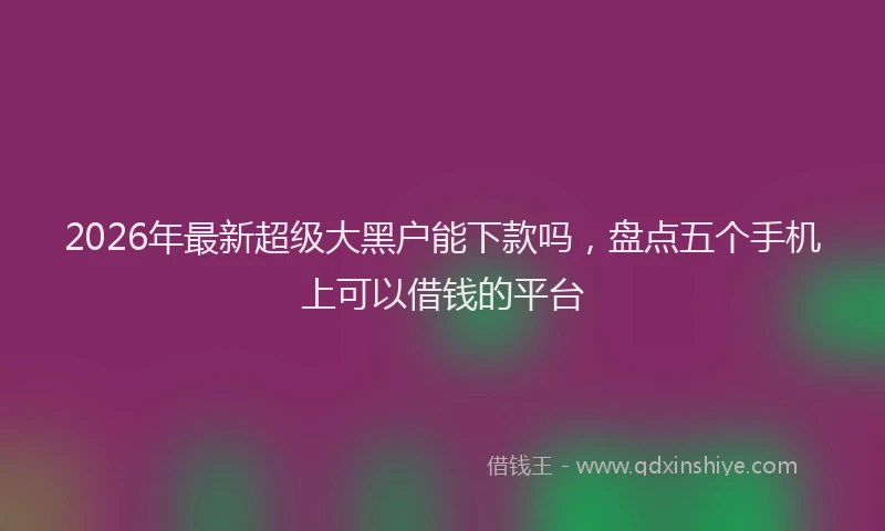 2026年最新超级大黑户能下款吗，盘点五个手机上可以借钱的平台