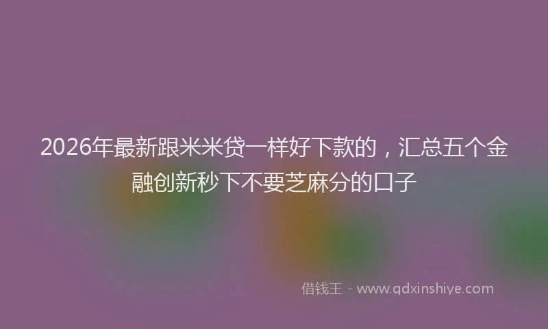 2026年最新跟米米贷一样好下款的，汇总五个金融创新秒下不要芝麻分的口子