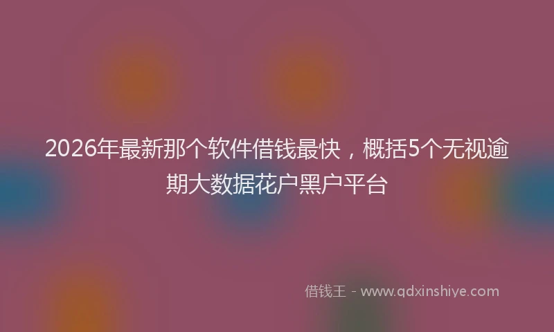 2026年最新那个软件借钱最快，概括5个无视逾期大数据花户黑户平台