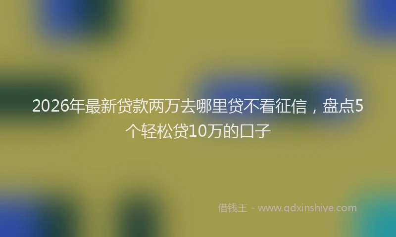 2026年最新贷款两万去哪里贷不看征信，盘点5个轻松贷10万的口子