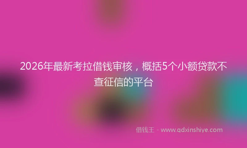 2026年最新考拉借钱审核，概括5个小额贷款不查征信的平台