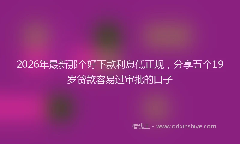 2026年最新那个好下款利息低正规，分享五个19岁贷款容易过审批的口子