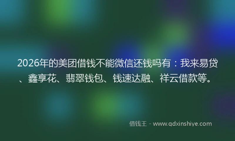 2026年的美团借钱不能微信还钱吗有：我来易贷、鑫享花、翡翠钱包、钱速达融、祥云借款等。