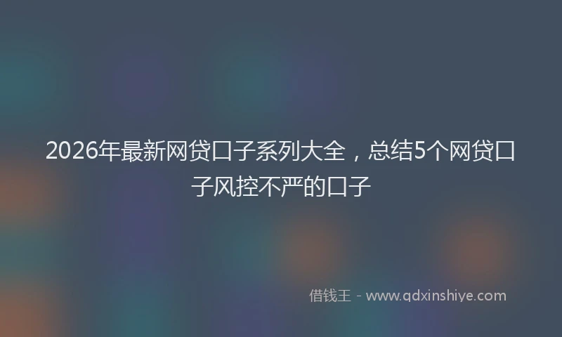 2026年最新网贷口子系列大全，总结5个网贷口子风控不严的口子