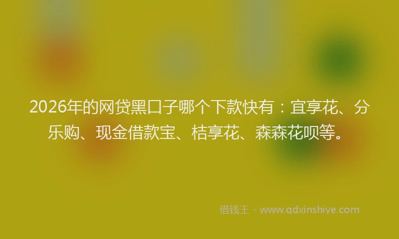 2026年的网贷黑口子哪个下款快有：宜享花、分乐购、现金借款宝、桔享花、森森花呗等。