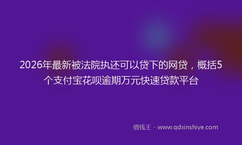 2026年最新被法院执还可以贷下的网贷，概括5个支付宝花呗逾期万元快速贷款平台