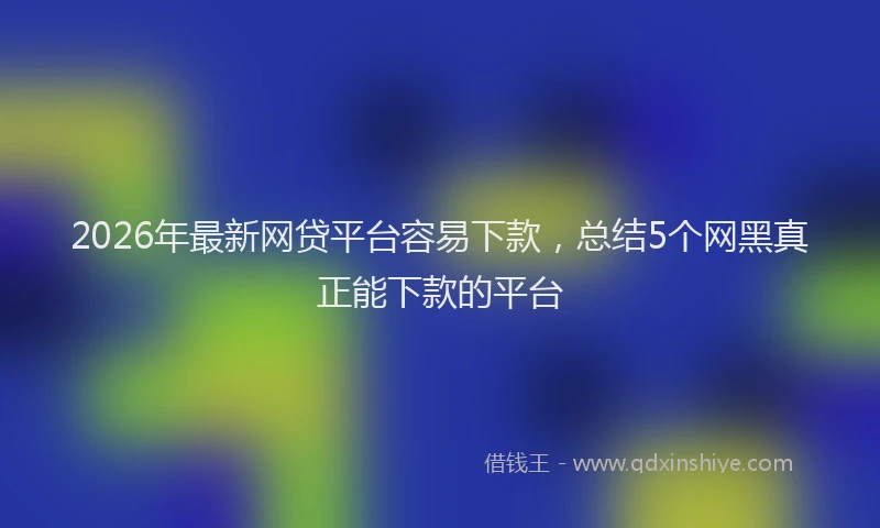 2026年最新网贷平台容易下款，总结5个网黑真正能下款的平台