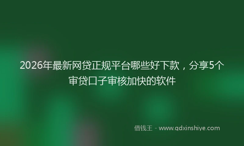 2026年最新网贷正规平台哪些好下款，分享5个审贷口子审核加快的软件