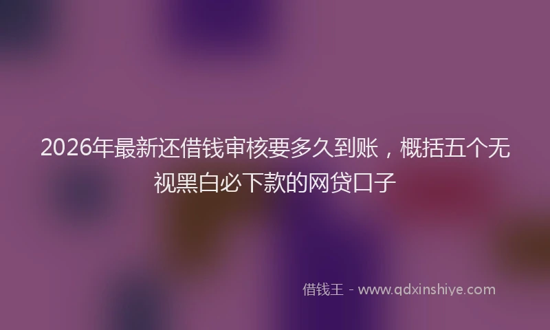 2026年最新还借钱审核要多久到账，概括五个无视黑白必下款的网贷口子