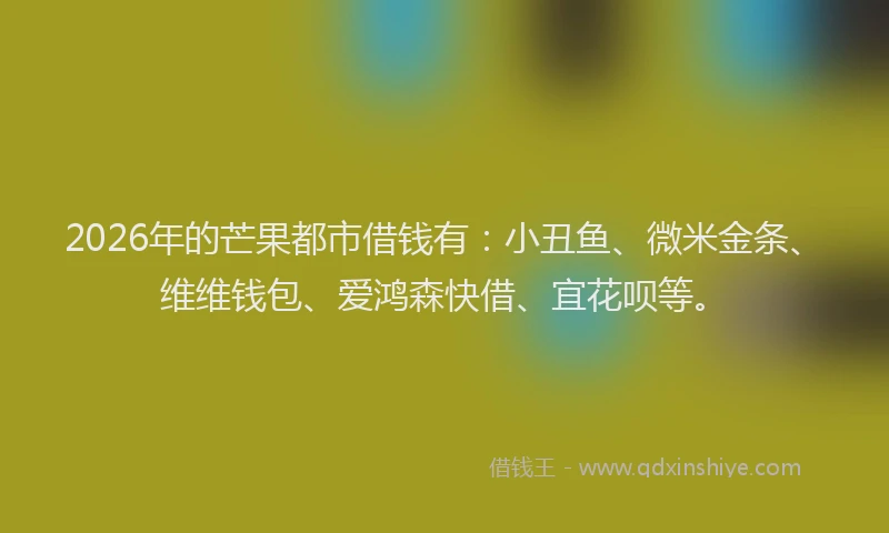 2026年的芒果都市借钱有：小丑鱼、微米金条、维维钱包、爱鸿森快借、宜花呗等。