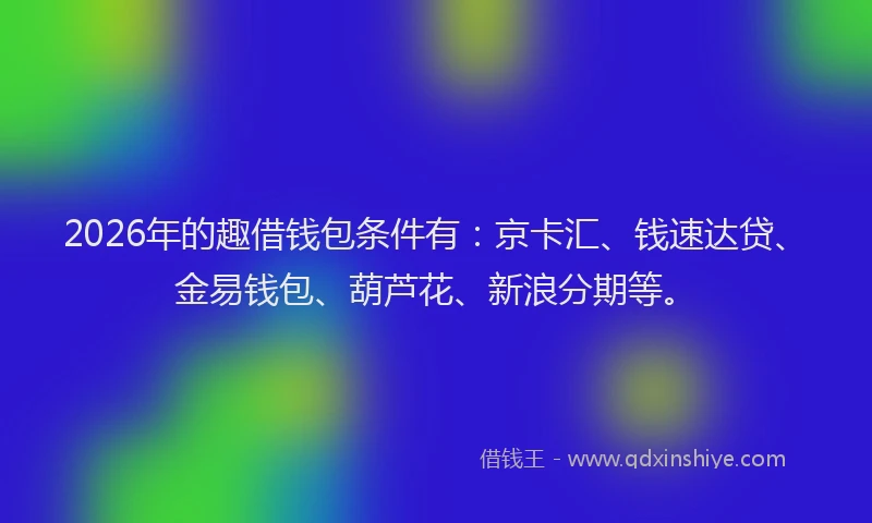 2026年的趣借钱包条件有：京卡汇、钱速达贷、金易钱包、葫芦花、新浪分期等。