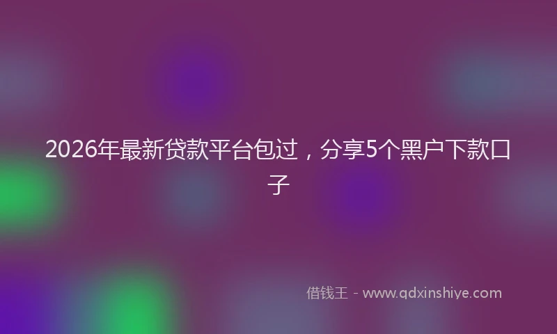 2026年最新贷款平台包过，分享5个黑户下款口子