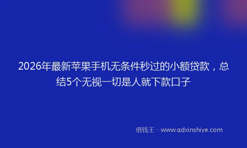 2026年最新苹果手机无条件秒过的小额贷款，总结5个无视一切是人就下款口子
