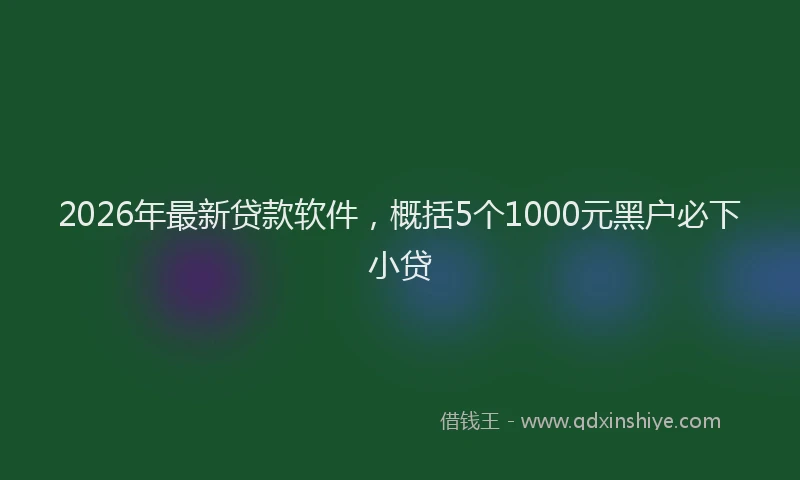 2026年最新贷款软件，概括5个1000元黑户必下小贷
