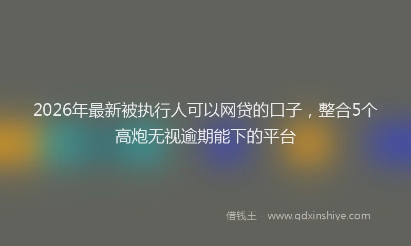 2026年最新被执行人可以网贷的口子，整合5个高炮无视逾期能下的平台